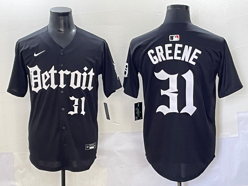 Men's Detroit Tigers Riley Greene #31 Black Jersey